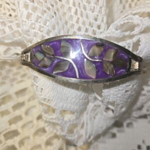 Chic Purple Alpacca Silver Abalone Shell Women's Bracelet